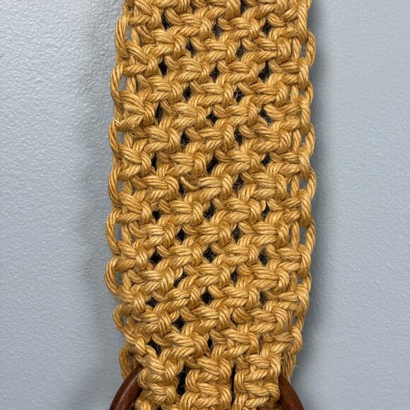 Vintage Macrame Towel Holder Home Decor Mid Century Boho Retro Brown - Picture 3 of 4